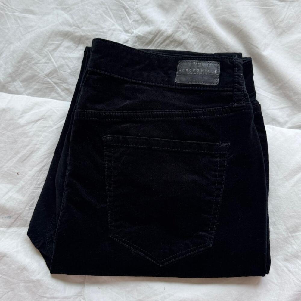 aeropostale Black velour skinny pants sz 8 long‎ emo mall goth scene